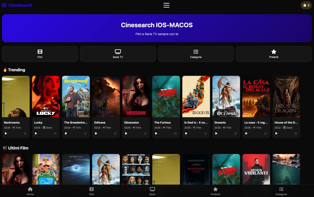 Film e Serie TV in Streaming GRATIS su iPhone e Mac con Cinesearch - 