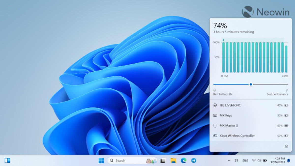 Battery Flyout: controlla la batteria del PC Windows 11 - 