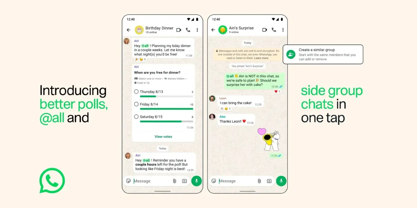 WhatsApp, arrivano la funzione @tutti e sondaggi smart - 