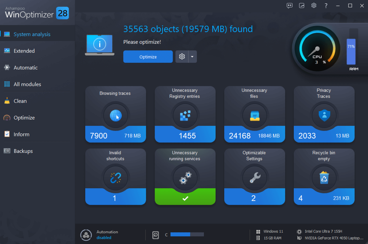 Scarica Ashampoo WinOptimizer 28 GRATIS per sempre | PC Windows - 